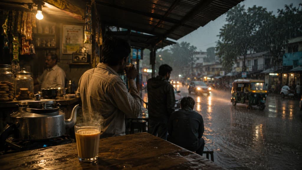 Monsoon Cutting Chai at a Roadside Tapri