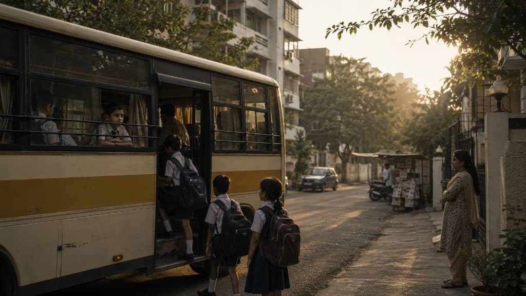 School Bus in the Morning